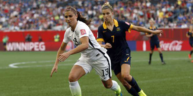נבחרת ארצות הברית נגד נבחרת אוסטרליה אלכס מורגן כדורגל נשים