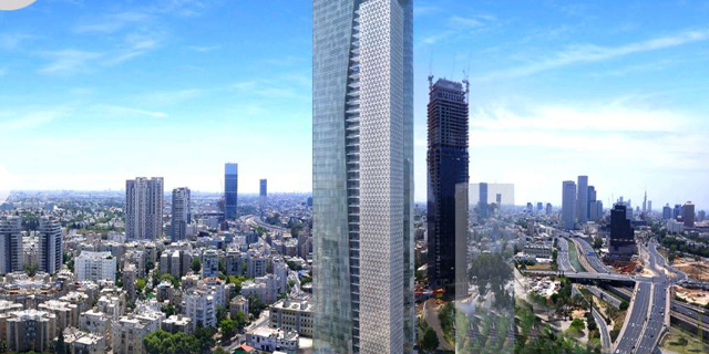 הדמיית מגדל משרדים יורוקום מתחם הבורסה רמת גן