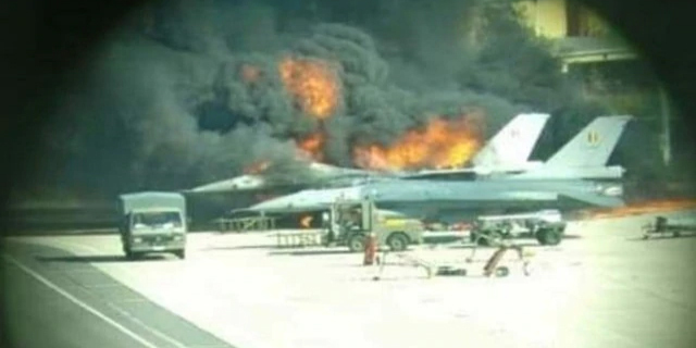F-16 עולה ב אש ב בסיס ב בלגיה