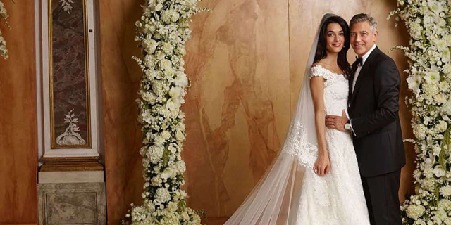 שמלת חתונה אמאל אלאמודין מעצב אוסקר דה לה רנטה