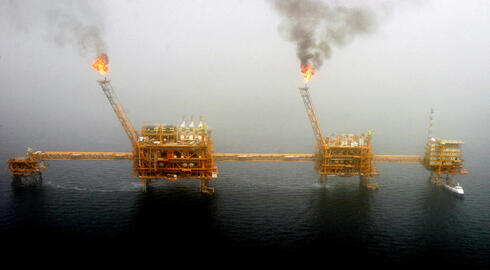 Oil rigs in the Persian Gulf. 