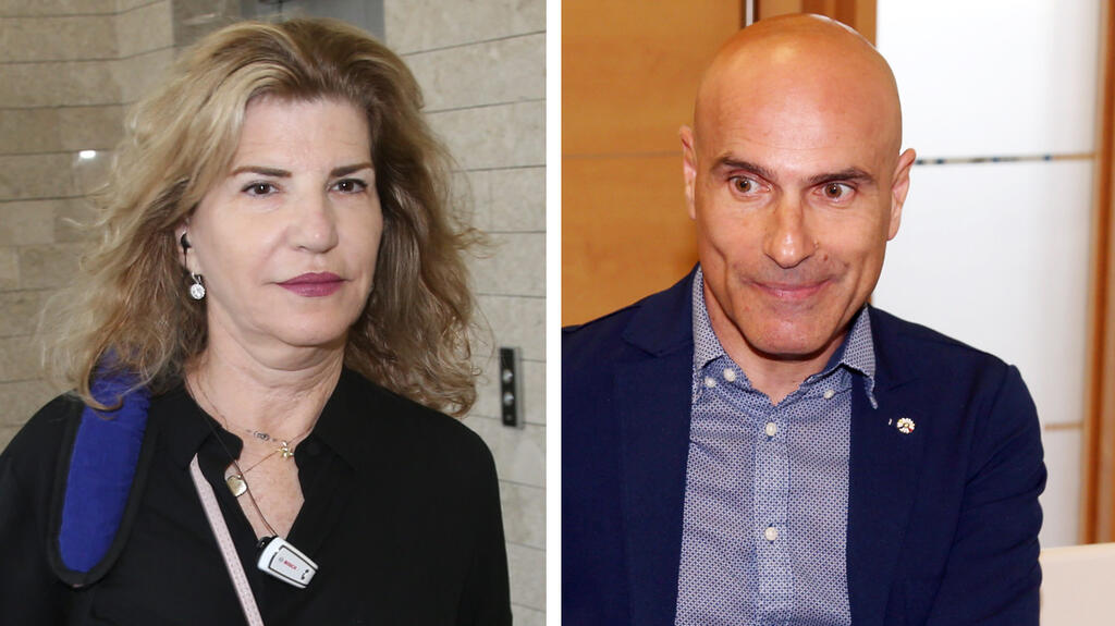 יו"ר לשכת עורכי הדין לשעבר אפי נוה והעיתונאית הדס שטייף בבית המשפט (צילום: יריב כץ) מימין עו"ד אפי נוה הדס שטייף בית המשפט 28.4.19