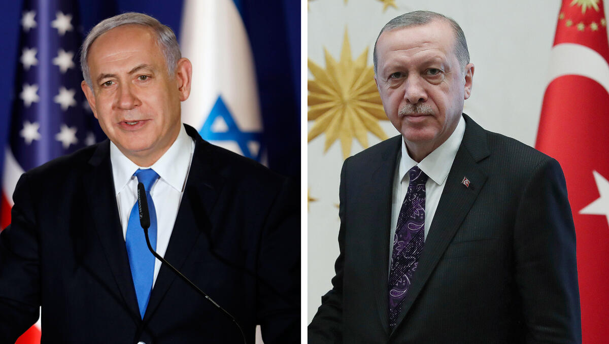מימין נשיא טורקיה רג'פ טאיפ ארדואן וראש ממשלת ישראל בנימין נתניהו