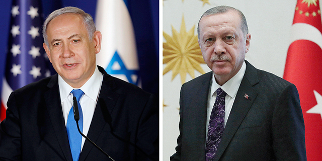 מימין נשיא טורקיה רג'פ טאיפ ארדואן וראש ממשלת ישראל בנימין נתניהו