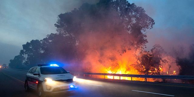 אש יער בן שמן ליד קיבוץ הראל ניידת משטרה 24.5.19