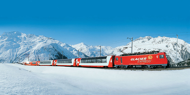 גליישר אקספרס רכבת דאבוס צרמאט סן מוריץ שוויץ מסביב לעולם