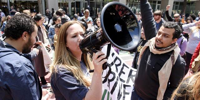 הפגנה של נהגי אובר על תנאי ההעסקה ב סן פרנסיסקו