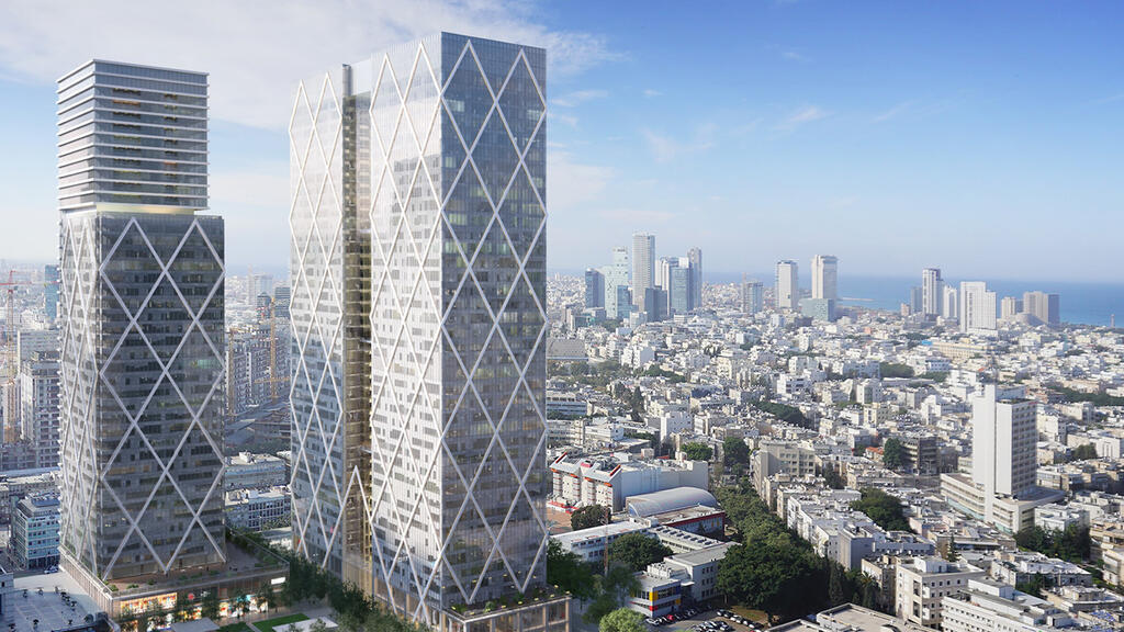 הדמיית מגדלי לנדמרק (צילום: אבנר ישר אדריכלים) הדמיית פרויקט לנדמרק מתחם שרונה תל אביב מליסאון אפי נכסים