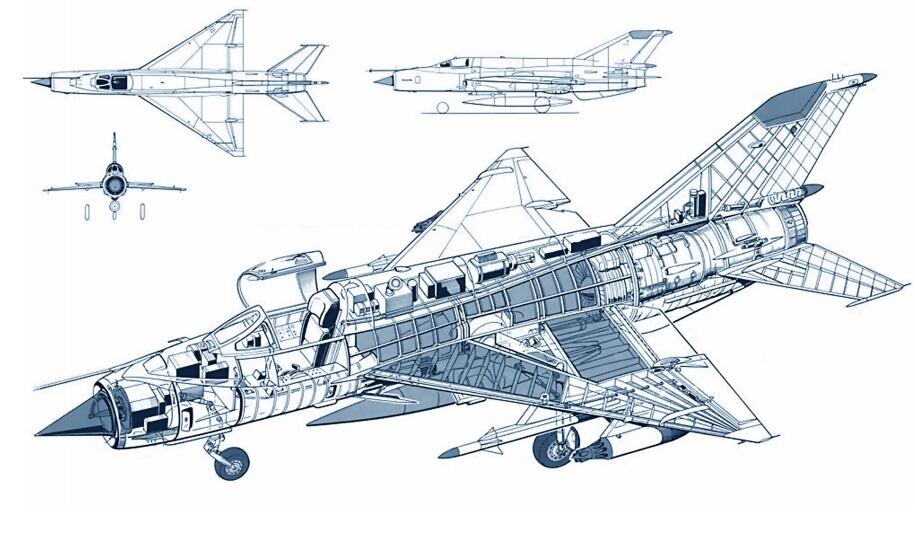 מיג 21, תרשים חתך (צילום: DCS + Leatherneck Simulations) הקברניט מיג 21 מטוס קרב