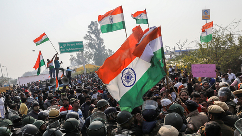 הפגנת חקלאים בסוף ינואר בהודו. ההפגנות המשיכו גם לאחר מכן, צילום: רויטרס