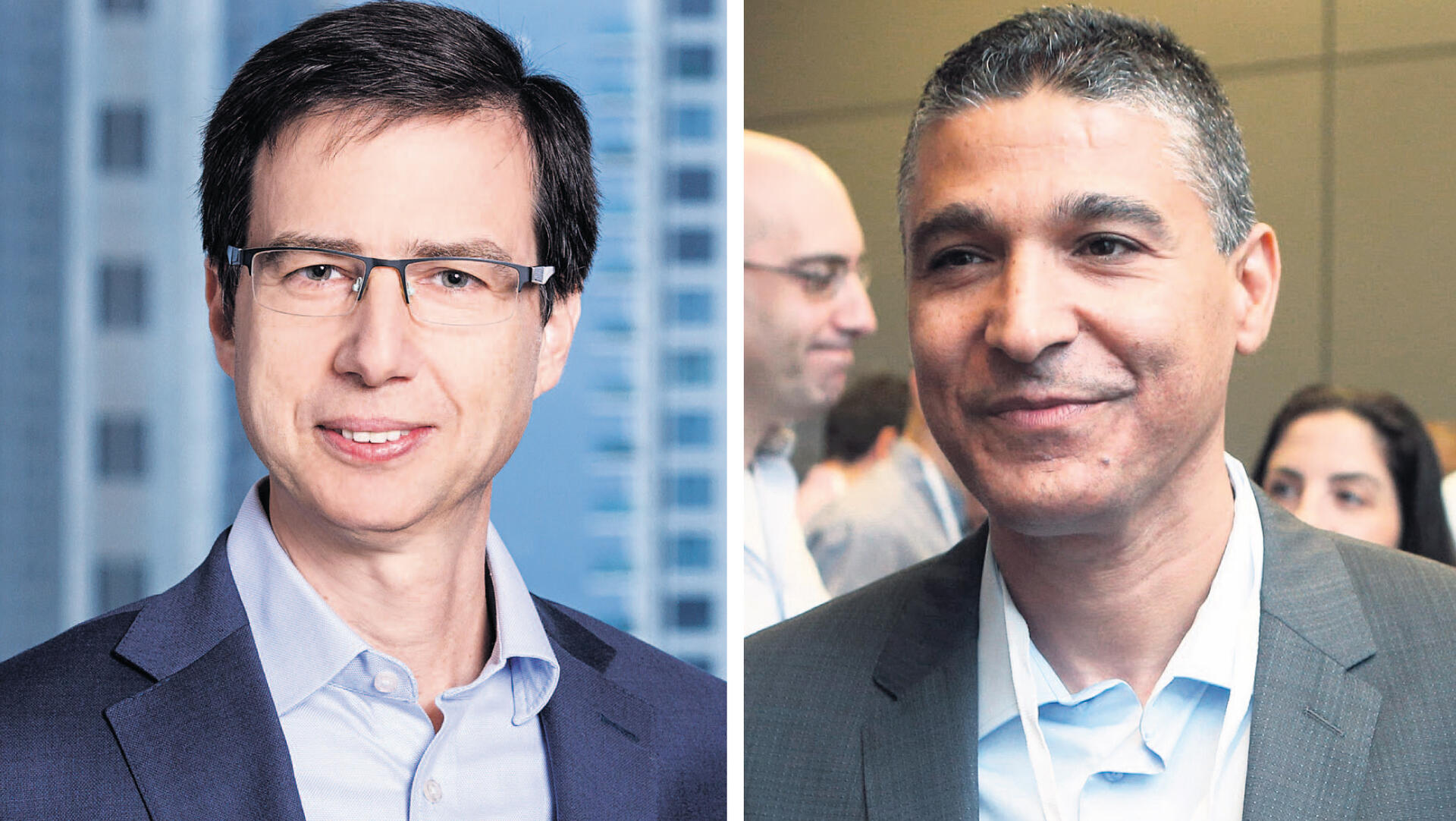 מימין מנכ"ל בנק מזרחי טפחות משה לארי ומנכ"ל בנק לאומי חנן פרידמן