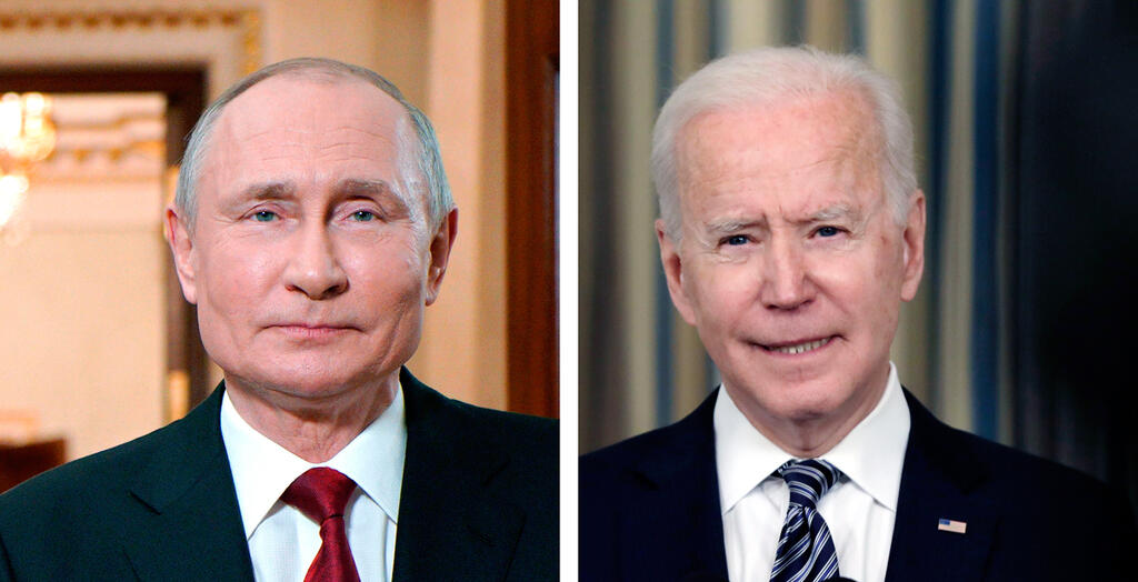 מימין נשיא ארה"ב ג'ו ביידן ונשיא רוסיה ולדימיר פוטין