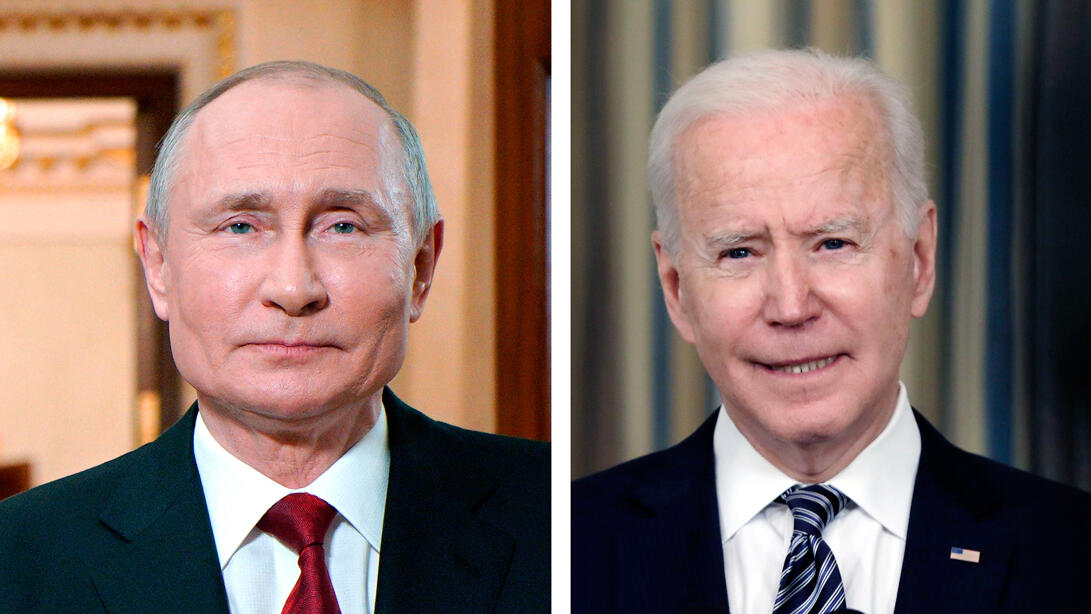 מימין נשיא ארה"ב ג'ו ביידן ונשיא רוסיה ולדימיר פוטין