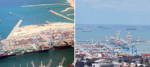 מימין: נמל חיפה ונמל אשדוד, צילומים: שרון צור, מיטל שטדלר