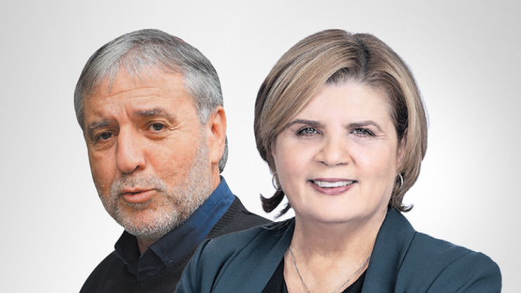 מימין: שרת הכלכלה הנכנסת אורנה ברביבאי ושר הרווחה הנכנס מאיר כהן