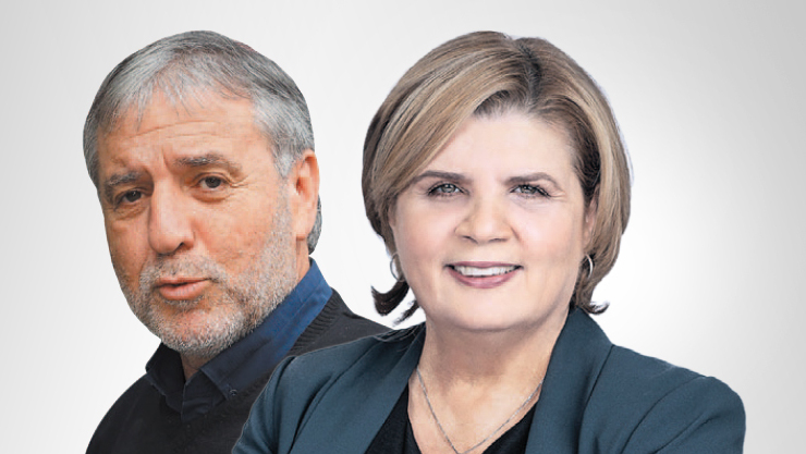 מימין: שרת הכלכלה הנכנסת אורנה ברביבאי ושר הרווחה הנכנס מאיר כהן