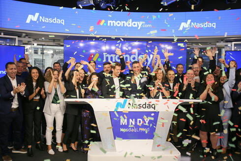 Monday.com at Nasdaq, celebrating opening day of trading 