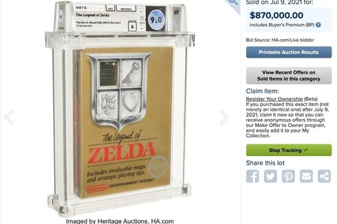עותק מקורי של "האגדה של זלדה" נמכר תמורת 870 אלף דולר, בית המכירות הפומביות Heritage