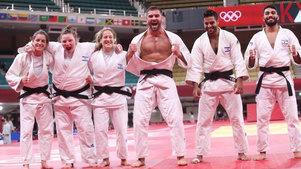 נבחרת ישראל ב ג'ודו לאחר הזכייה במדליית הארד ב אולימפיאדה טוקיו 2020