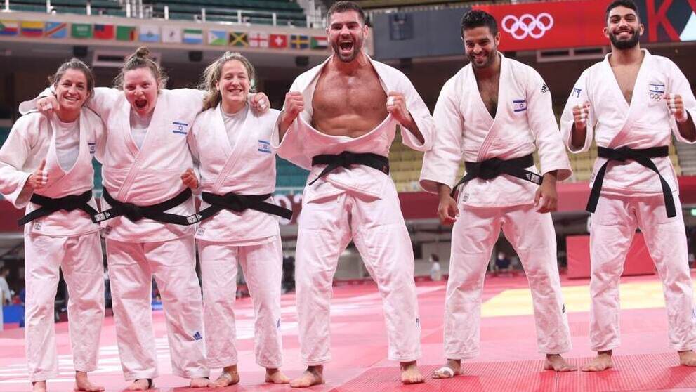 נבחרת ישראל ב ג'ודו לאחר הזכייה במדליית הארד ב אולימפיאדה טוקיו 2020