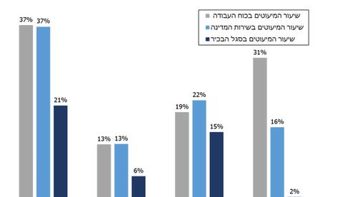 שיעור המיעוטים בשירות המדינה בישראל בהשוואה לעולם, מקור: דו"ח המבקר