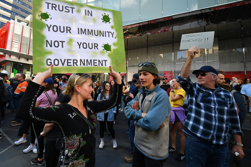 הפגנה באוסטרליה נגד הסגר קורונה, EPA