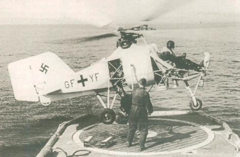 מסוק הקוליברי, בניסוי שבוצע בים הבלטי ב-1943, צילום: valka