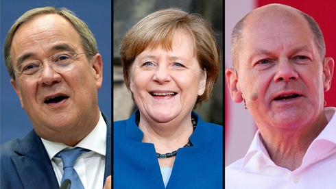 מימין לשמאל: מנהיג ה-SPD שולץ, הקנצלרית הפורשת מרקל ומועמד ה-CDU ארמין לאשט, AP, רויטרס