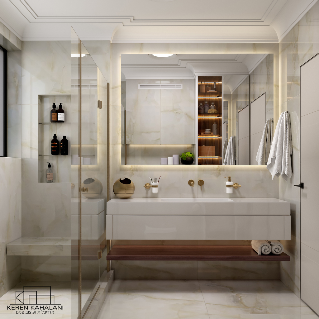 חדר אמבטיה בעיצובה של קרן אדריכלות