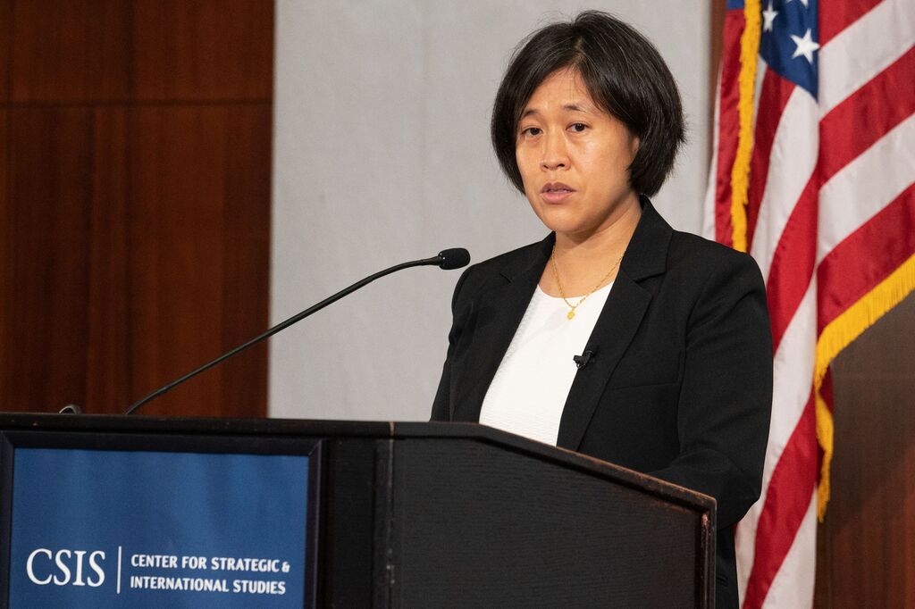 קתרין טאי נציבת הסחר של ארה"ב אמריקאית נאום וושינגטון המרכז ללימודים אסטרטגיים ובינלאומיים