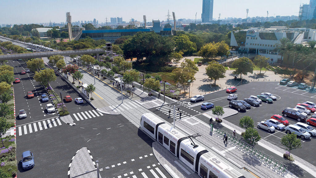  הדמיית תחנת הקו הירוק הרכבת הקלה תחנת האצטדיון