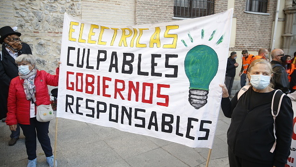 הפגנה במדריד נגד העלייה ב מחירי האנרגיה באוקטובר 2021