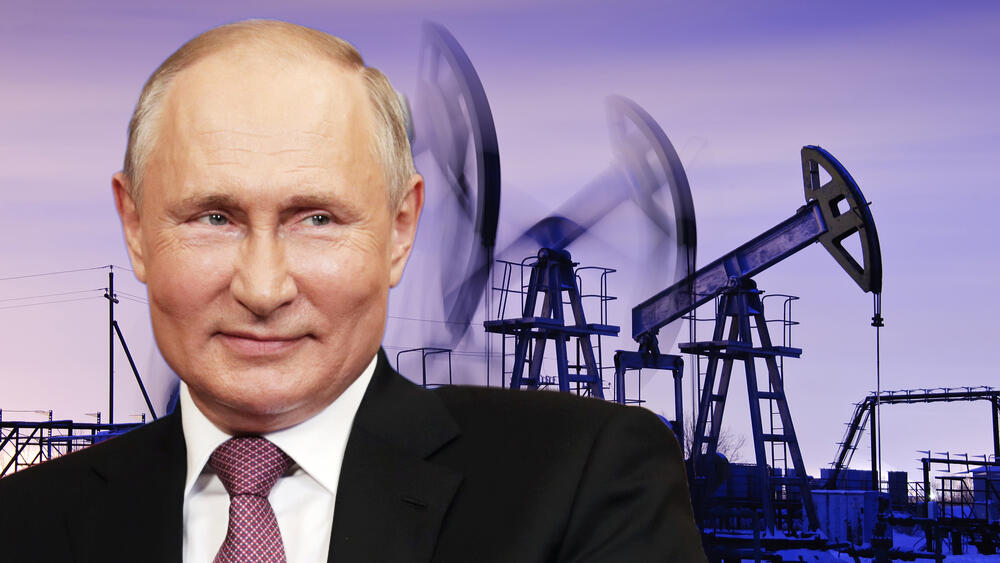 נשיא רוסיה ולדימיר פוטין ברקע תעשיית הגז
