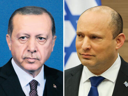 מימין: ראש הממשלה נפתלי בנט ונשיא טורקיה רג