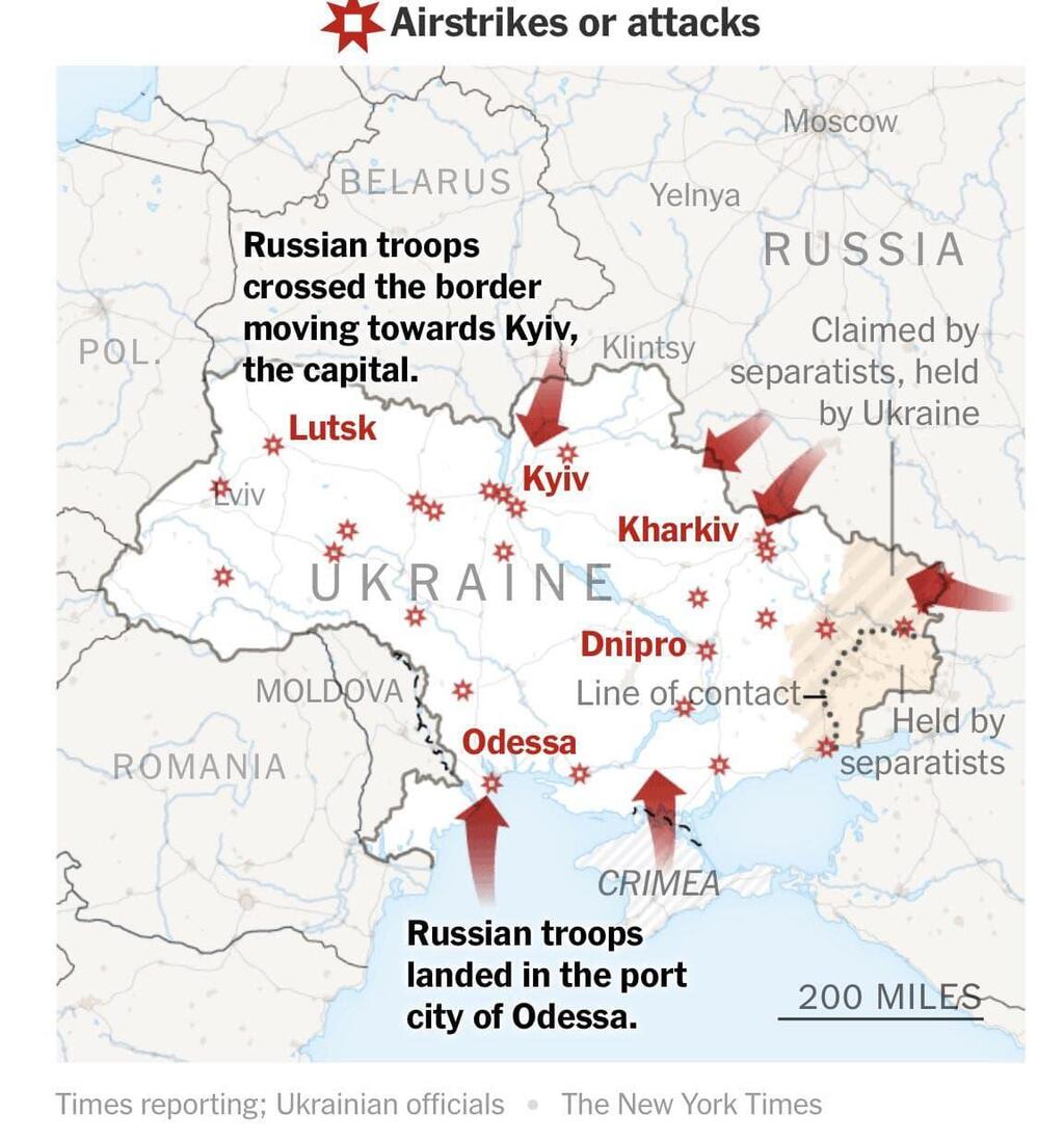 מפת פלישה רוסיה ל אוקראינה