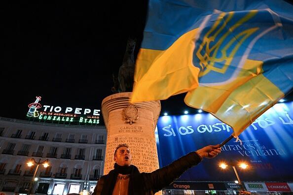 הפגנת תמיכה באוקראינה, במדריד, גטי