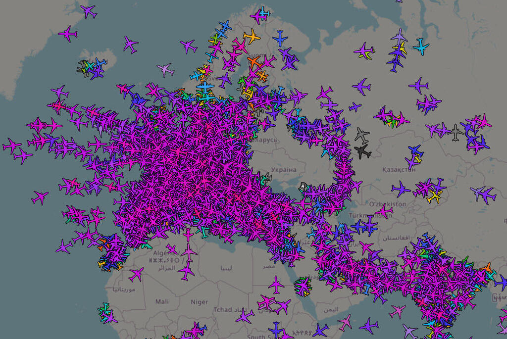 מפת אירופה אוקראינה רדאר טיסות 