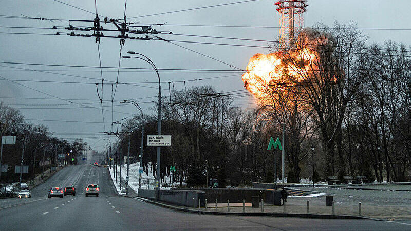 הפצצת מגדל הטלוויזיה ב קייב אוקראינה על ידי רוסיה
