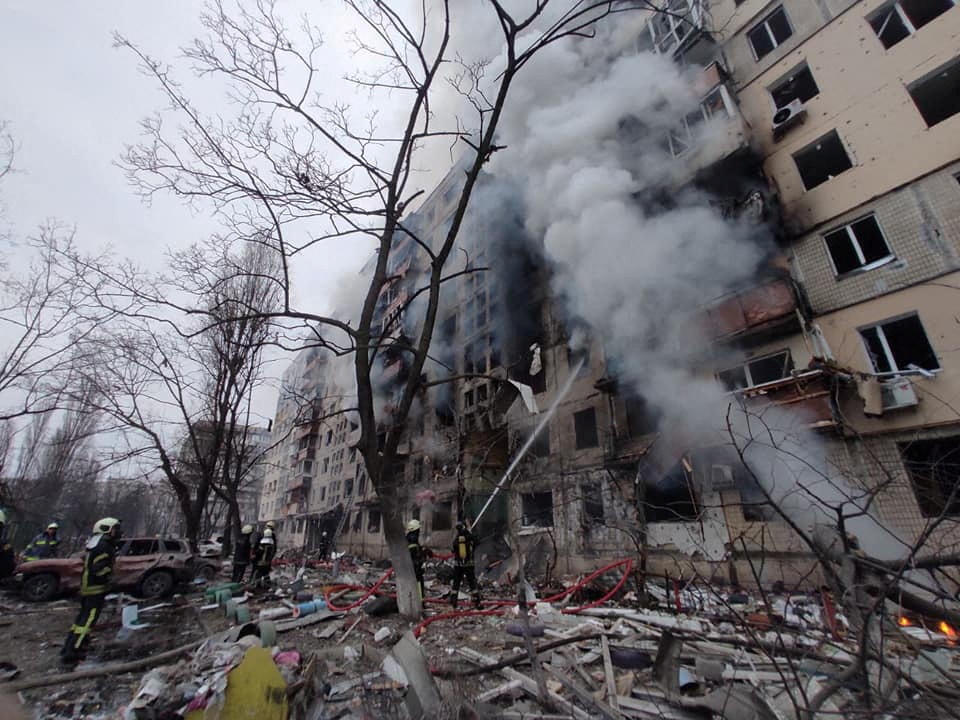 קייב אוקראינה לאחר הפצצה רוסית