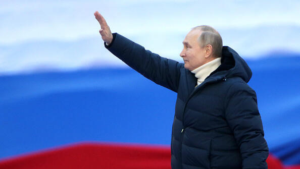 נשיא רוסיה ולדימיר פוטין באירוע לרגל שמונה שנים לכיבוש קרים, גטי