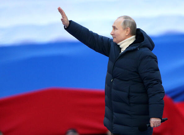 נשיא רוסיה ולדימיר פוטין באירוע לרגל שמונה שנים לכיבוש קרים