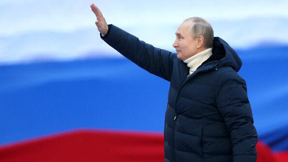 נשיא רוסיה ולדימיר פוטין באירוע לרגל שמונה שנים לכיבוש קרים