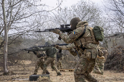 צבא אוקראינה מתאמן ליד לבוב, צילום: AP