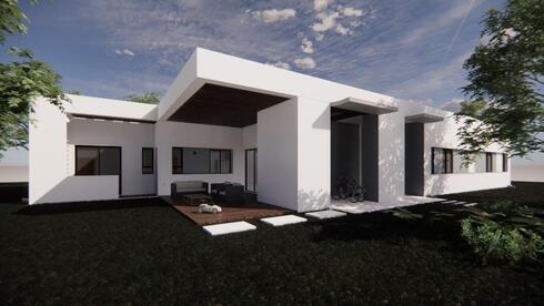 הדמיה של בית שמתכנן אילן פיבקו בפרויקט קבוצת יבנה, הדמיה: פיבקו אדריכלים