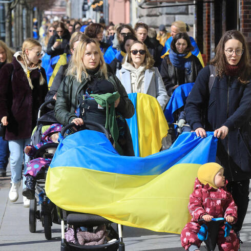 הפגנה נגד המלחמה, החודש בליטא, צילום: אי.אף.פי