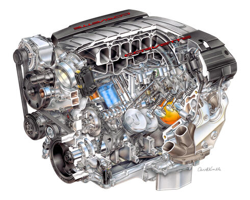 מנוע V8 של הקורבט מ-2014, צילום: יצרן