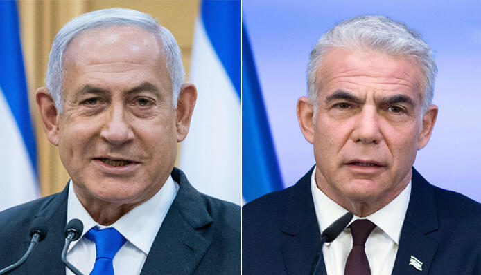 Yair Lapid (right) and Benjamin Netanyahu. 