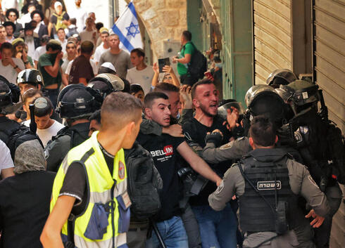 עימותים במצעד הדגלים בירושלים, צילום: AFP