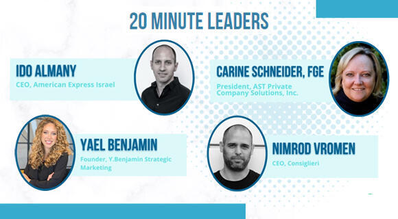 Carine Schneider, president of AST Private Company Solutions; Nimrod Vromen, co-founder and CEO of Consiglieri; Ido Almany, CEO of American Express in Israel; Yael Benjamin, founder of Startup Snapshot
