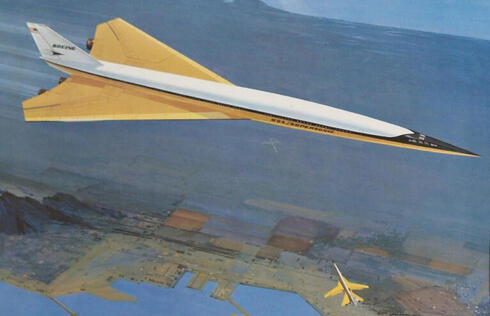 בואינג 2707 עם כנפיים סגורות, לטיסה על קולית ממושכת, צילום: Boeing